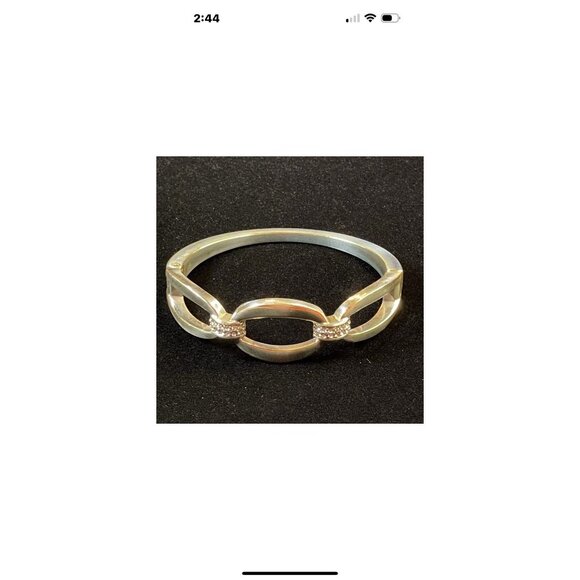 Brighton Meridian Bracelet Hinged With Crystals Silver Plated. - Picture 5 of 6